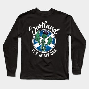 Scotland - It's in my DNA. Scottish thistle with a DNA strand on the flag of Scotland design Long Sleeve T-Shirt